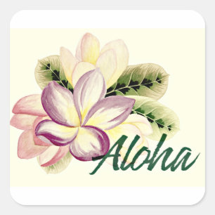Adesivo Quadrado Aloha Plumeria
