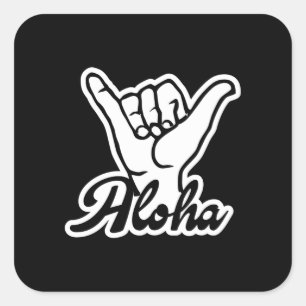 Adesivo Quadrado Aloha Shaka Hand, Hang Loose sign