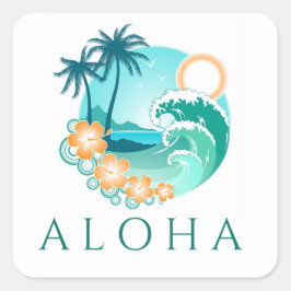 Adesivo Quadrado Aloha Tropical