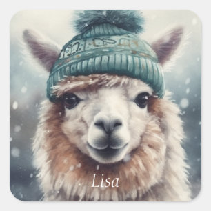 Adesivo Quadrado Alpaca Doce Inverno, personalizado
