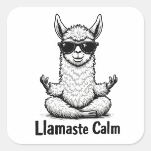 Adesivo Quadrado Alpaca Fique Calma Llamaste Lama Yoga Engraçado