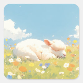 Adesivo Quadrado Alpaca Sleeping Meadow