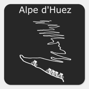 Adesivo Quadrado Alpe d Huez em França, design de ciclismo para ho