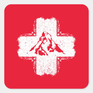 Adesivo Quadrado Alpes Suíços Matterhorn - Suiça