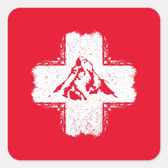 Adesivo Quadrado Alpes Suíços Matterhorn - Suiça (Frente)