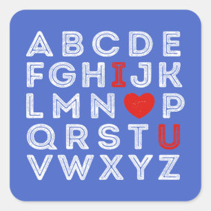 Adesivo Quadrado Alphabet ABC I Love You