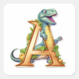 Adesivo Quadrado Alphabet Adventure: A para Dinossauro