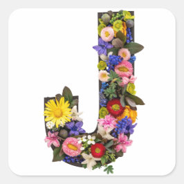 Adesivo Quadrado Alphabet letters flowers 