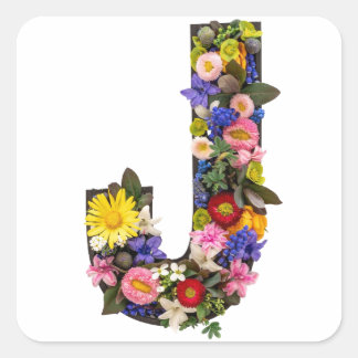 Adesivo Quadrado Alphabet letters flowers