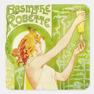 Adesivo Quadrado Alphonse Mucha Absinthe Robette