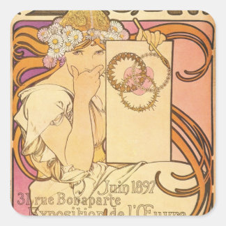 Adesivo Quadrado Alphonse Mucha Art Deco