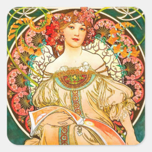 Adesivo Quadrado Alphonse Mucha Art Nouveau Daydre
