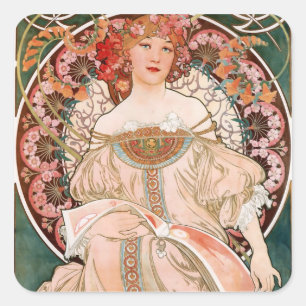 Adesivo Quadrado Alphonse Mucha F. Champenois