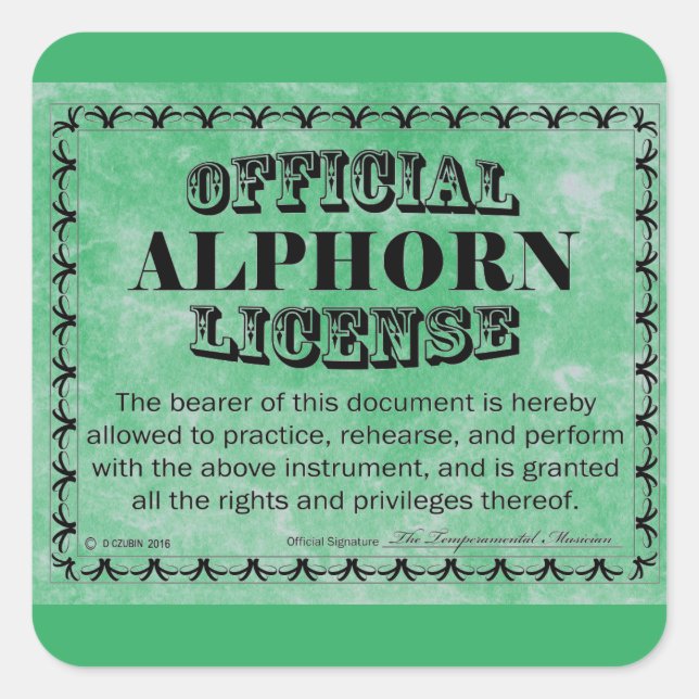 Adesivo Quadrado Alphorn License Square Sticker (Frente)