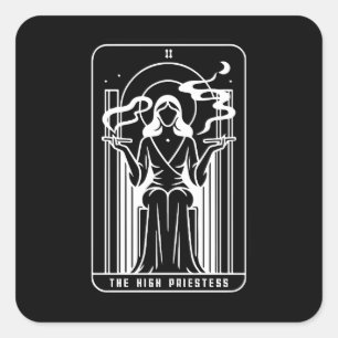 Adesivo Quadrado Alta Sacerdotisa do Tarot Feminina Fumando Maconha