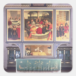 Adesivo Quadrado Altar com um Triptych representado