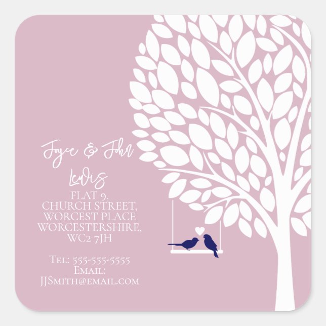 Adesivo Quadrado Alteração da árvore da família Address Stickers (Frente)