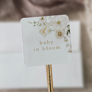 Adesivo Quadrado ALYSSA Floral Boho Baby In BloChá de fraldas