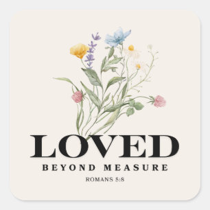 Adesivo Quadrado Amado Além da Medida – Romanos 5:8 Bíblia Cristã