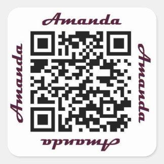 Adesivo Quadrado Amanda QR Code Personalizado NAME Sticker