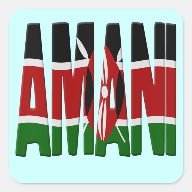 Adesivo Quadrado Amani - Peace - Kenya flag (Frente)