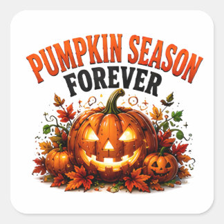 Adesivo Quadrado Amante de Abóbora Dito da Temporada de Halloween �