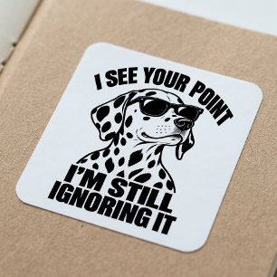 Adesivo Quadrado Amante de Cachorro Dalmatiano Antissocial Introver
