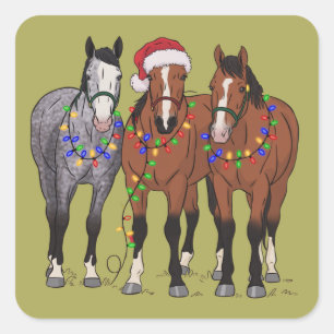 Adesivo Quadrado Amante de Cavalos Natal Fazenda Amante de Animais