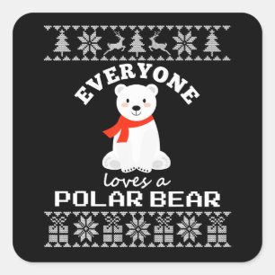 Adesivo Quadrado Amante de os animais de Natal da família do Urso