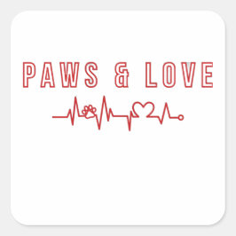Adesivo Quadrado Amante de os animais de Tipografia de Pet Lover de