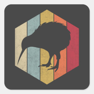 Adesivo Quadrado Amante de pássaro Kiwi vintage Nova Zelândia pássa