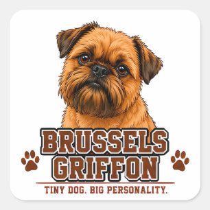 Adesivo Quadrado 🐾 Amante do Griffon de Bruxelas 🐾