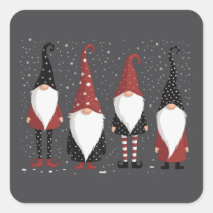 Adesivo Quadrado Amante dos Gnomies Gnome Divertido Natal 