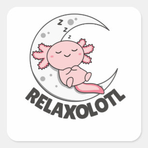 Adesivo Quadrado Amantes De Axolotl Relaxolotl, Animais Cujos Relax