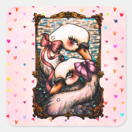 Adesivo Quadrado Amantes de cisnes