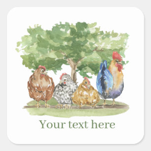 Adesivo Quadrado amantes de frango bonitos adicionam texto