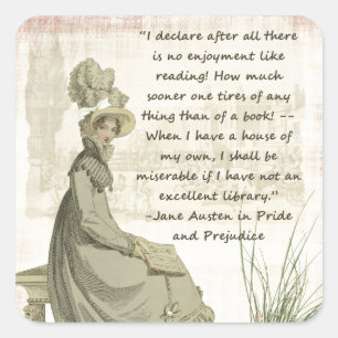Adesivo Quadrado Amantes de livro de Jane Austen