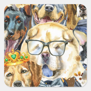 Adesivo Quadrado Amantes de os animais Pets de Padrões