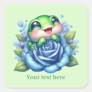 Adesivo Quadrado Amantes de rãs fofas personalizáveis
