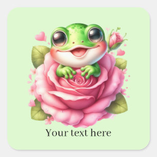 Adesivo Quadrado Amantes de rãs fofas personalizáveis 