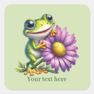 Adesivo Quadrado Amantes de rãs fofas personalizáveis