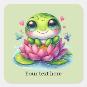 Adesivo Quadrado Amantes de rãs fofos personalizáveis 