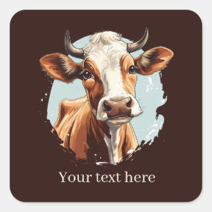 Adesivo Quadrado Amantes de vacas bonitas, personalizáveis