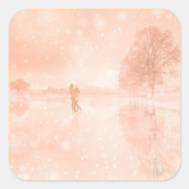 Adesivo Quadrado Amantes em lagoa congelada