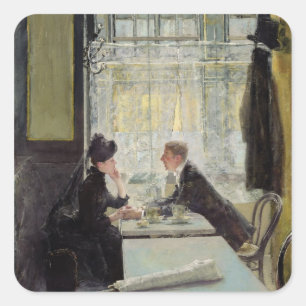 Adesivo Quadrado Amantes em um Café