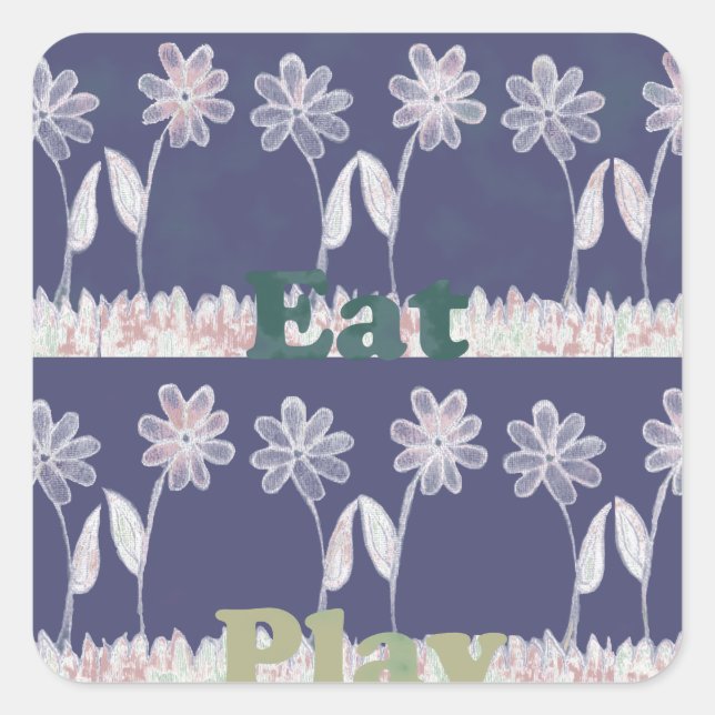 Adesivo Quadrado Amar cores azuis do Chá de fraldas (Frente)