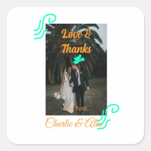 Adesivo Quadrado Amar e obrigados casal de casamento foto moderna a