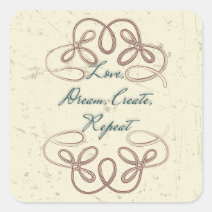 Adesivo Quadrado Amar, Sonhar,  Criar, Repetir design Folk