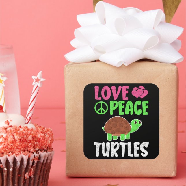 Adesivo Quadrado Amar Tartarugas de Paz Animais do Zoológico Bonito (Festa)