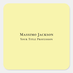 Adesivo Quadrado Amarelo Claro Simples Elegante Profissional Modern